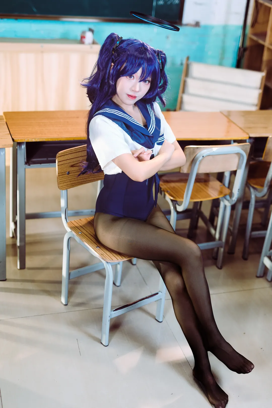 Blue Archive, Anime cosplay, Hayase Yuuka cosplay, Black pantyhose, Canon R6 Mark II portraits