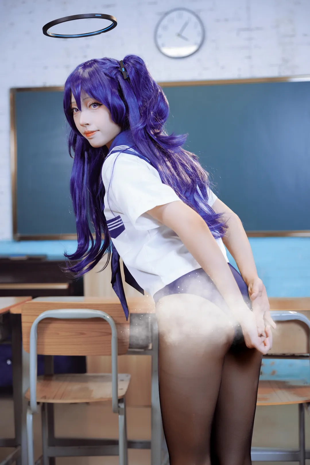 蔚蓝档案, 早濑优香cos, 死库水cos, 黑丝cosplay, 佳能R62 - 第2张