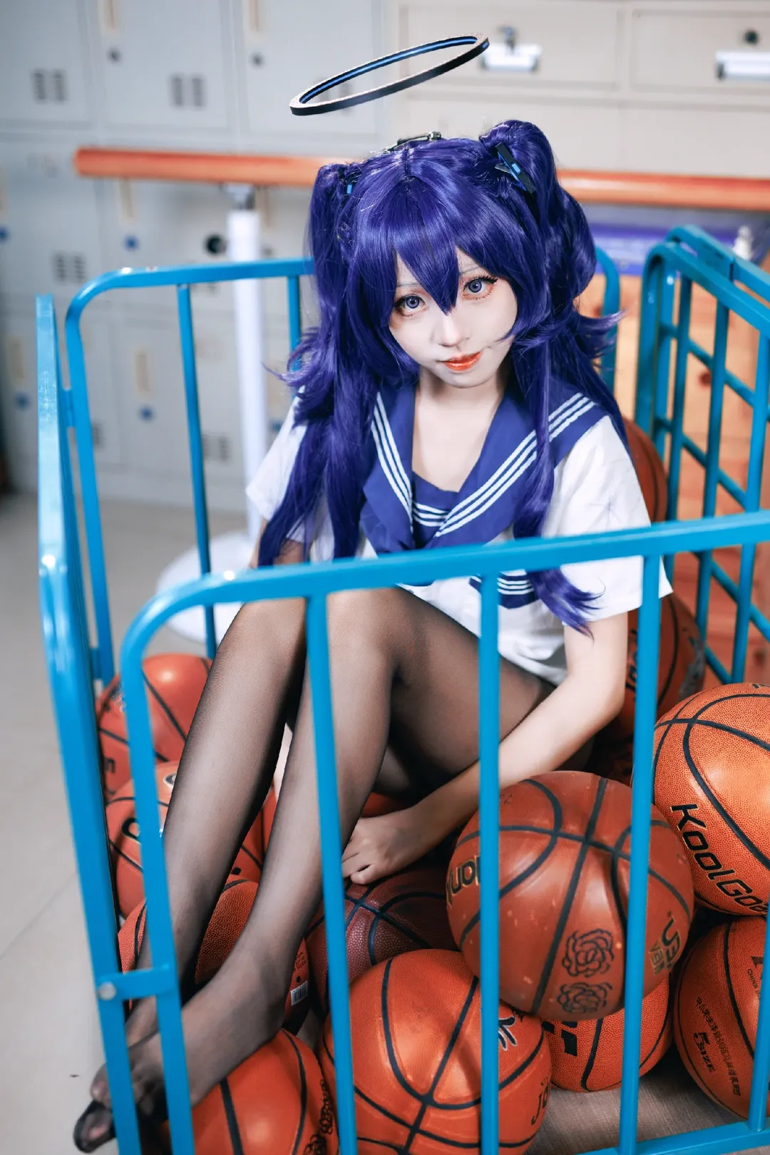 蔚藍檔案, 校園風攝影, 死庫水cos, 黑絲cosplay, 旱瀨優香cos