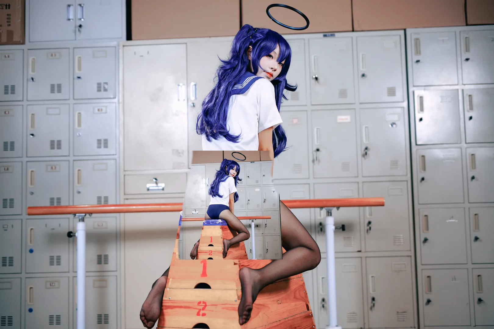 蔚蓝档案, 校园风摄影, 死库水cos, 黑丝cosplay, 旱濑优香cos - 第4张