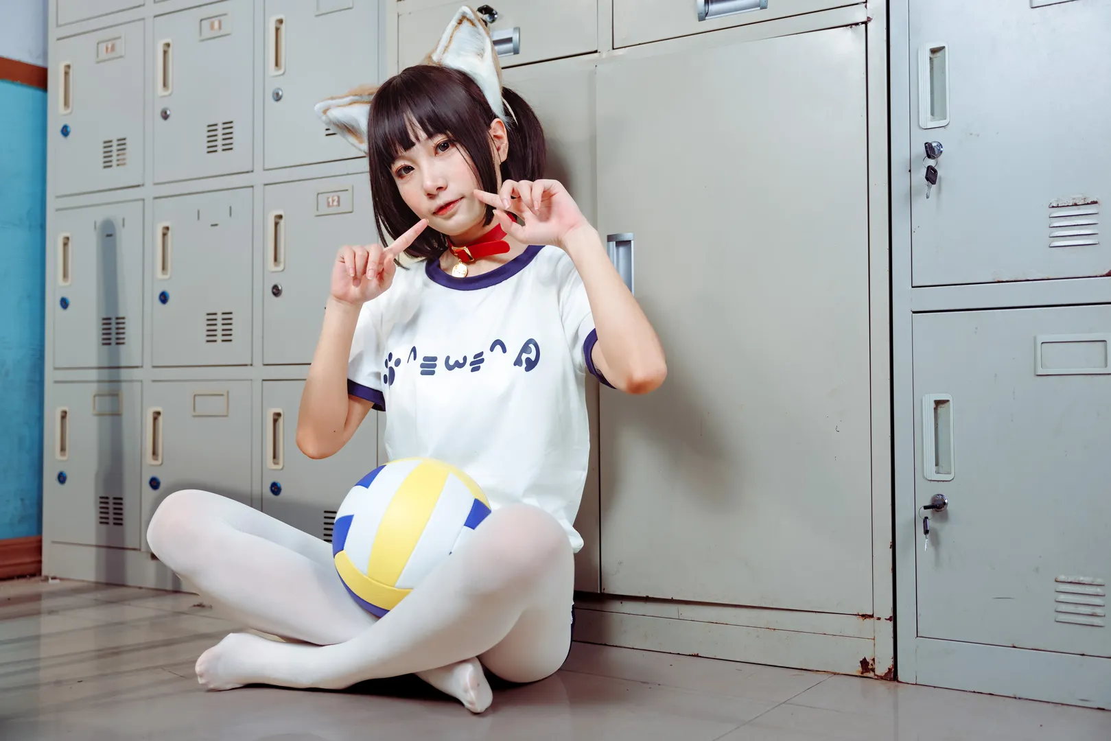 白丝, 体操服, 猫耳cos, 体育仓库, 布鲁马 - 第2张