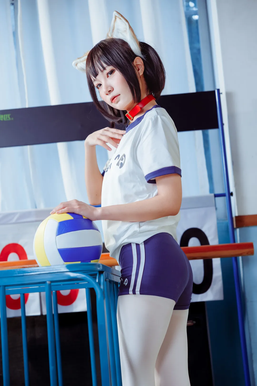 白丝, 体操服, 猫耳cos, 体育仓库, 布鲁马 - 第3张