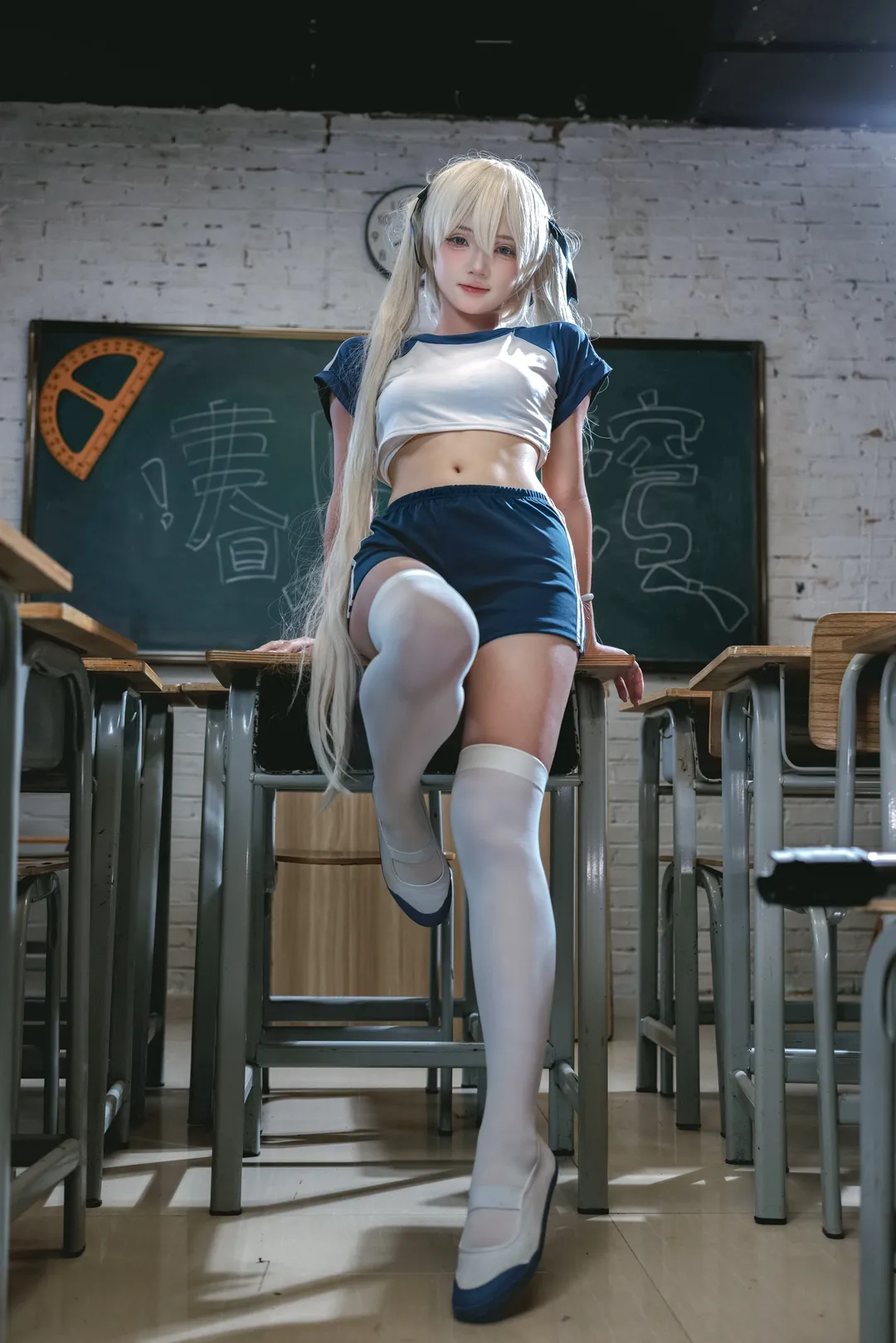 Kasugano Sora cosplay, Yosuga no Sora, Anime-style school, Gymnastics uniform cosplay, White tights cosplay - Image 1