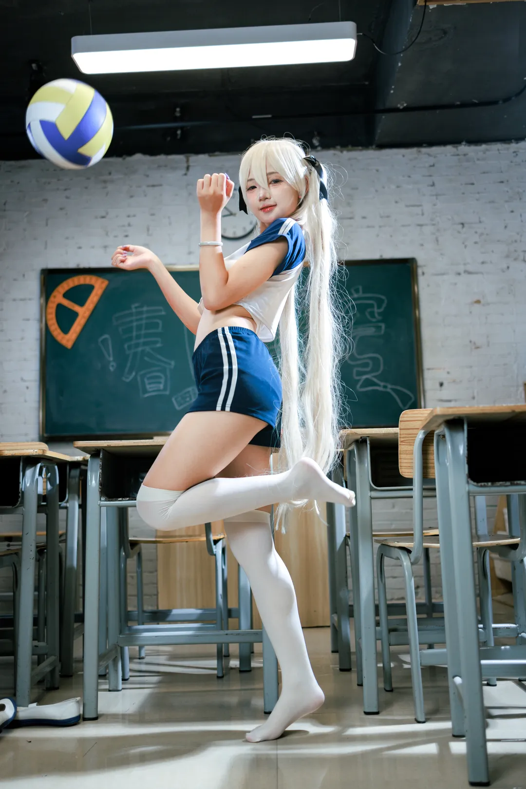 Kasugano Sora cosplay, Yosuga no Sora, Anime-style school, Gymnastics uniform cosplay, White tights cosplay - Image 2
