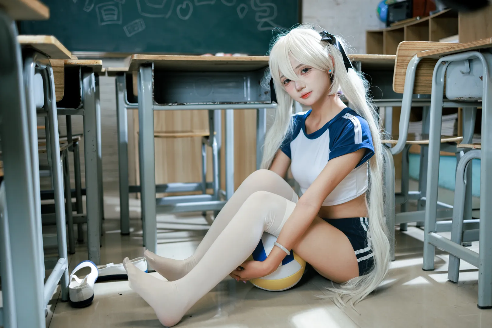 Kasugano Sora cosplay, Yosuga no Sora, Anime-style school, Gymnastics uniform cosplay, White tights cosplay - Image 4