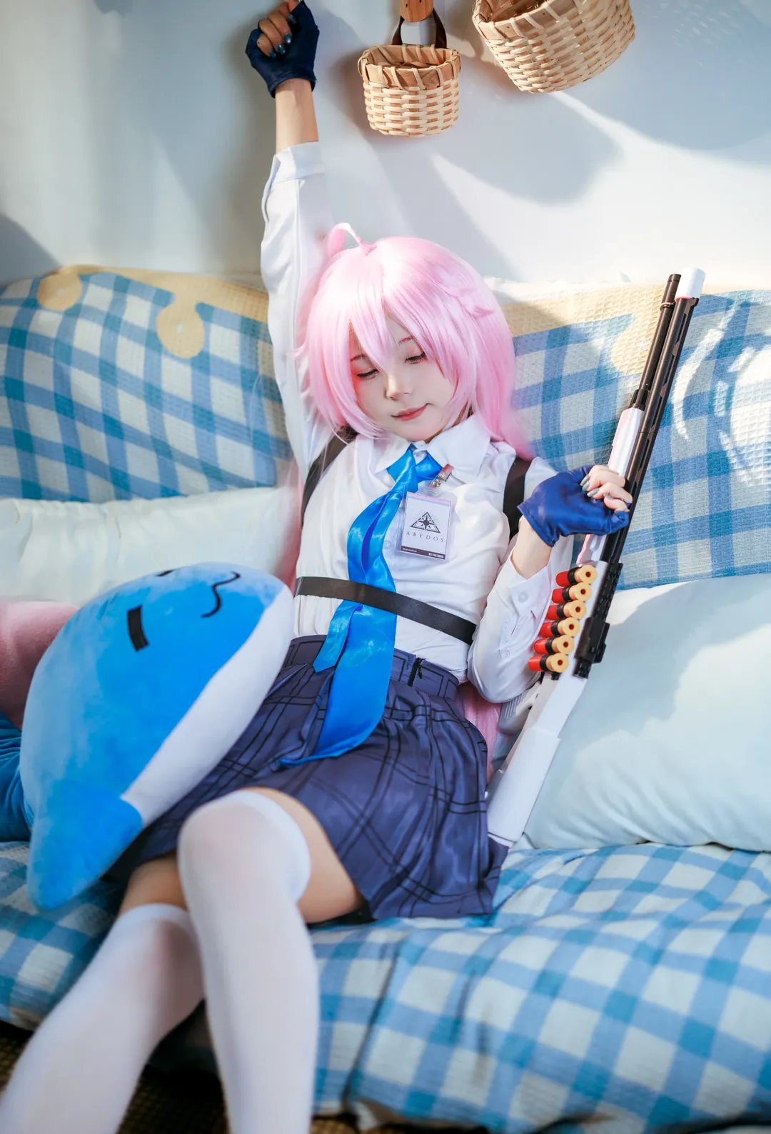 二次元, 蔚蓝档案, 小鸟游星野cos, 白丝, 夏日