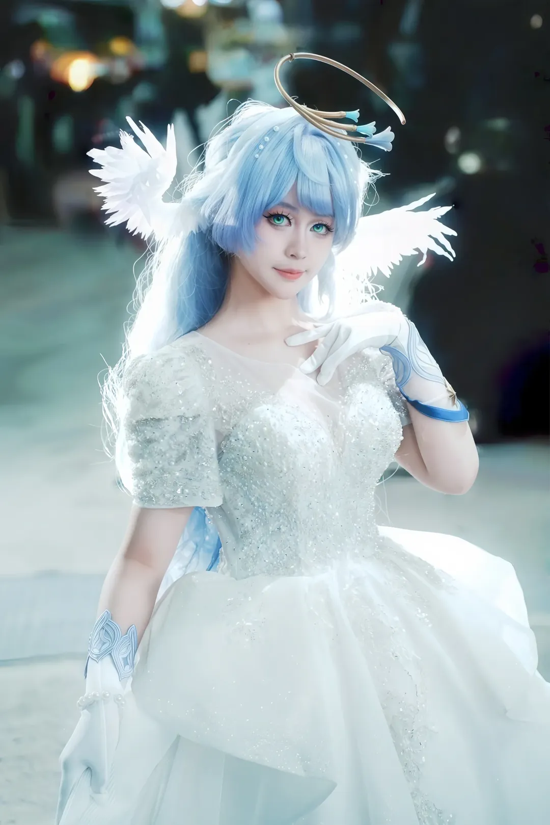 二次元摄影, 崩坏星穹铁道, 知更鸟cos, 白色礼服cos, 天环族歌者