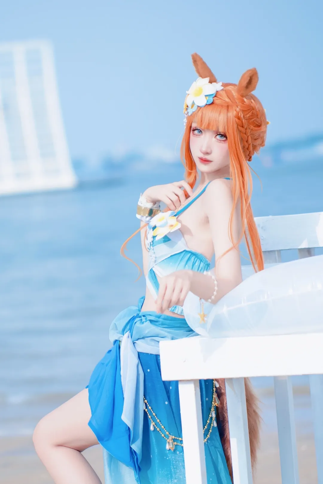 cosplay, 海边写真, 夏日泳装, 赛马娘, 无声铃鹿cos