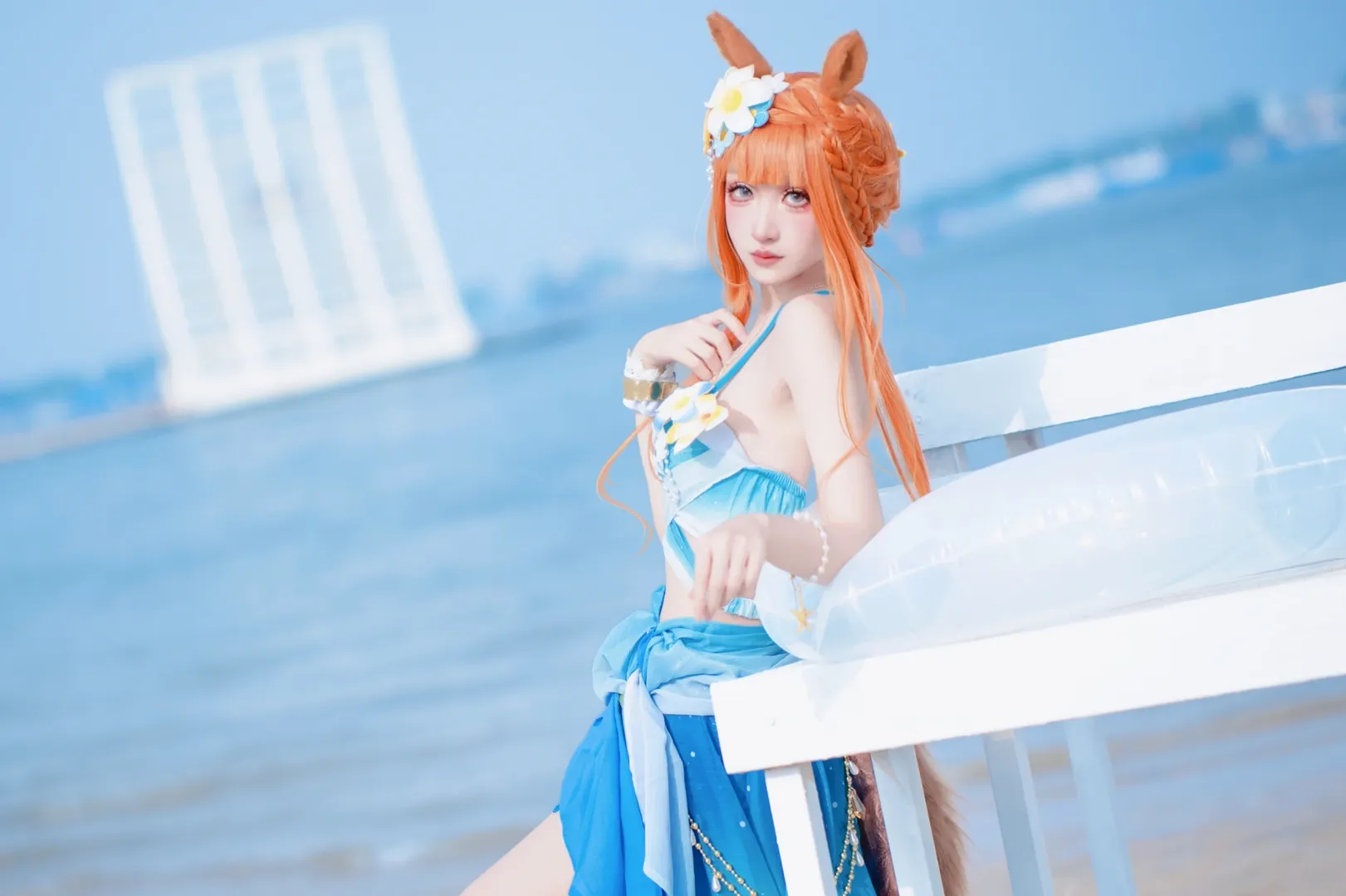 cosplay, 海边写真, 夏日泳装, 赛马娘, 无声铃鹿cos - 第2张