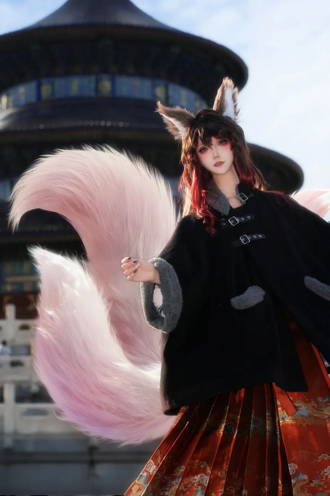 Fugue Cosplay, Honkai: Star Rail, Tingyun cosplay, Temple of Heaven photoshoot, Fox-tailed beast girl
