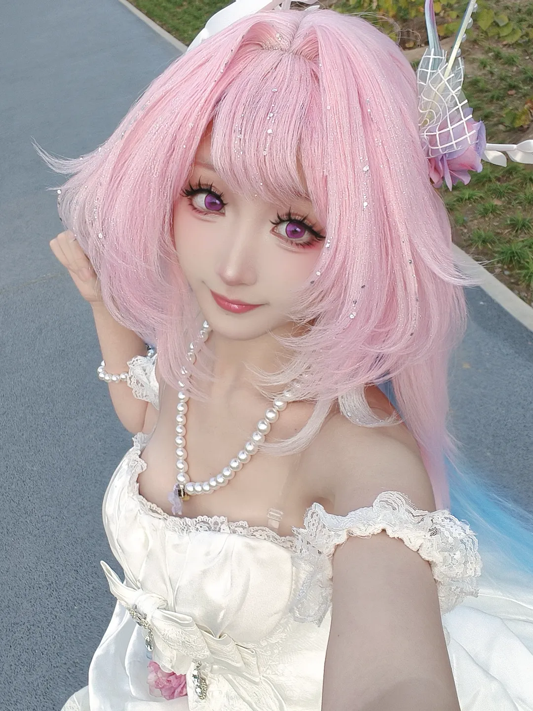 昔漣cos, 崩壞星穹鐵道, 戶外cosplay, 二次元穿搭, 粉色假髮 - 第1張