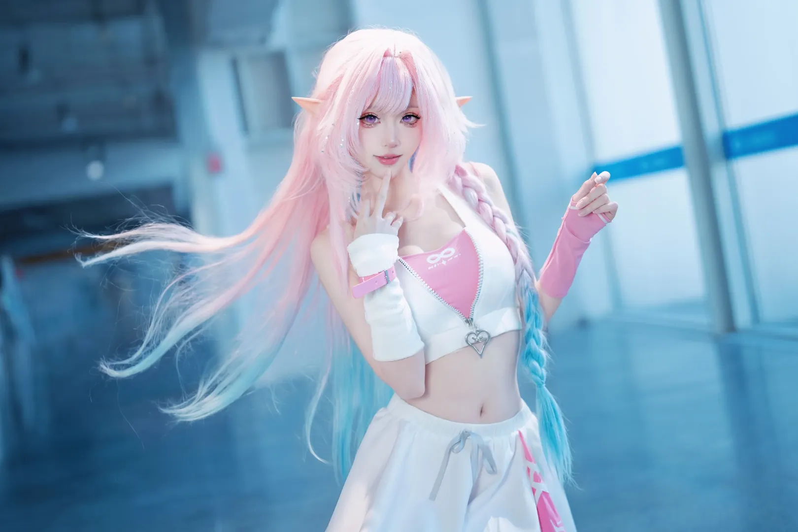昔涟cos, 崩坏星穹铁道, 粉色假发, 运动系cosplay, 安踏联名 - 第3张