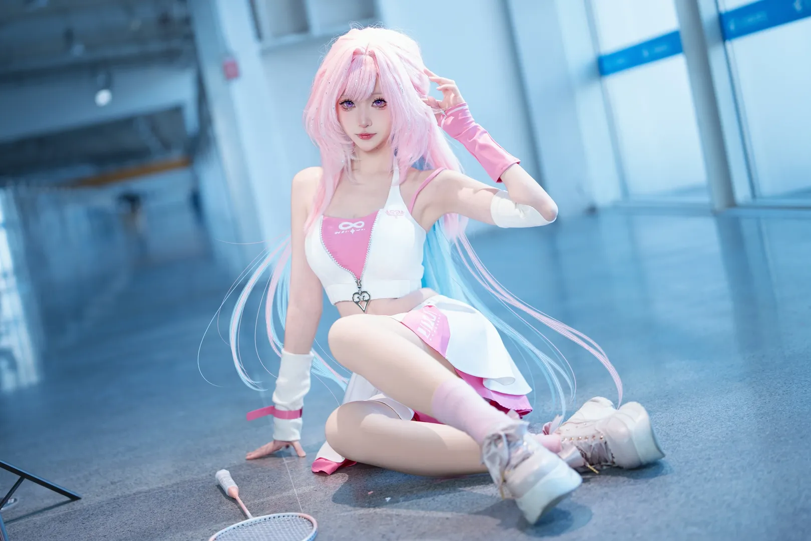 昔涟cos, 崩坏星穹铁道, 粉色假发, 运动系cosplay, 安踏联名 - 第4张
