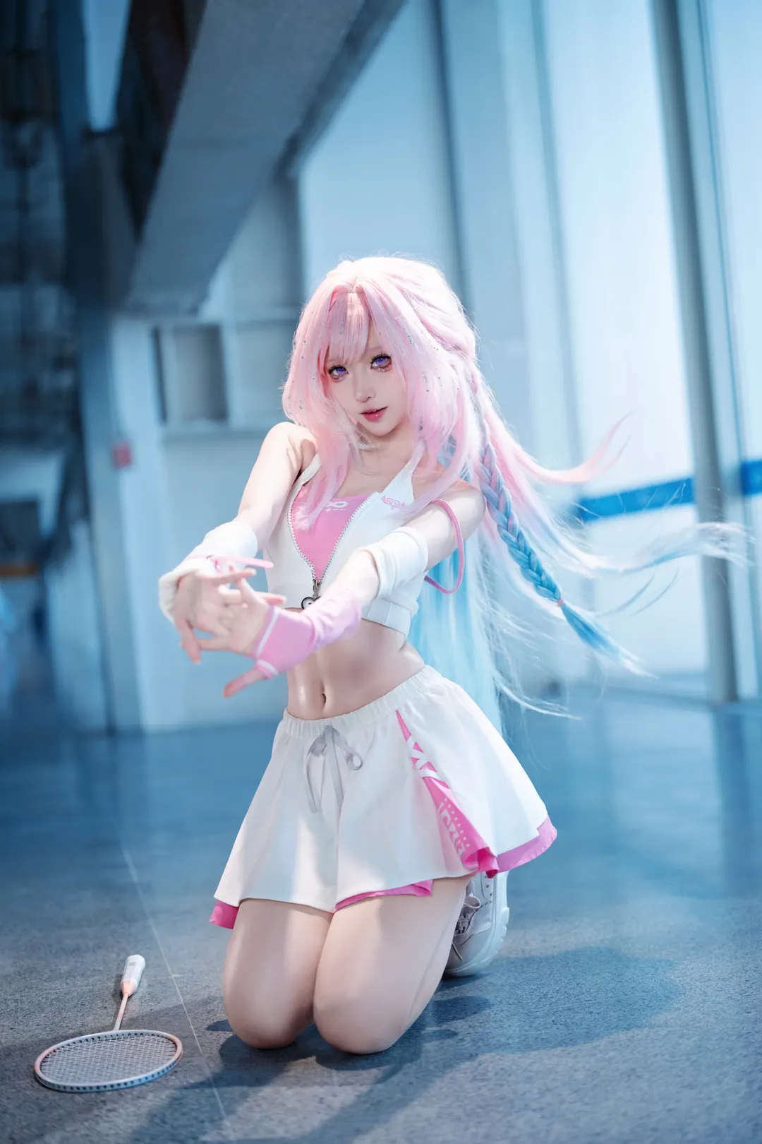 昔涟cos, 崩坏星穹铁道, 粉色假发, 运动系cosplay, 安踏联名 - 第5张