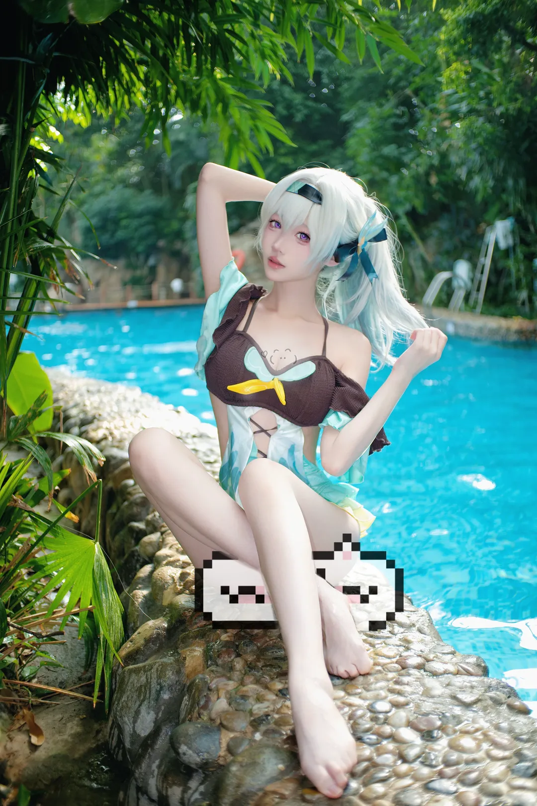 崩坏星穹铁道, 流萤cos, cosplay摄影, 夏日水边, 同人泳装 - 第2张