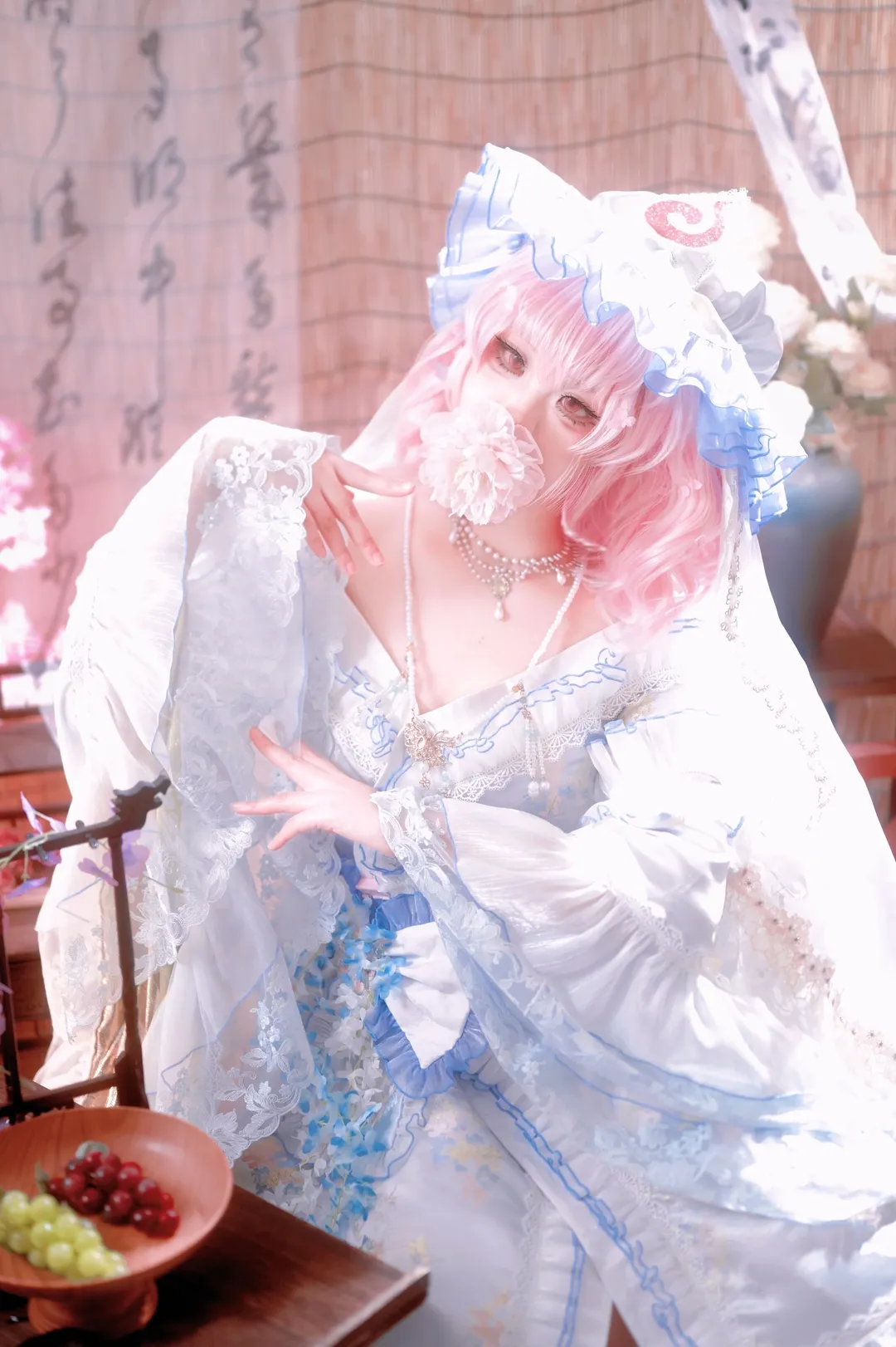 cosplay, 东方Project, 白丝, 幽幽子cos, 东方妖妖梦 - 第1张