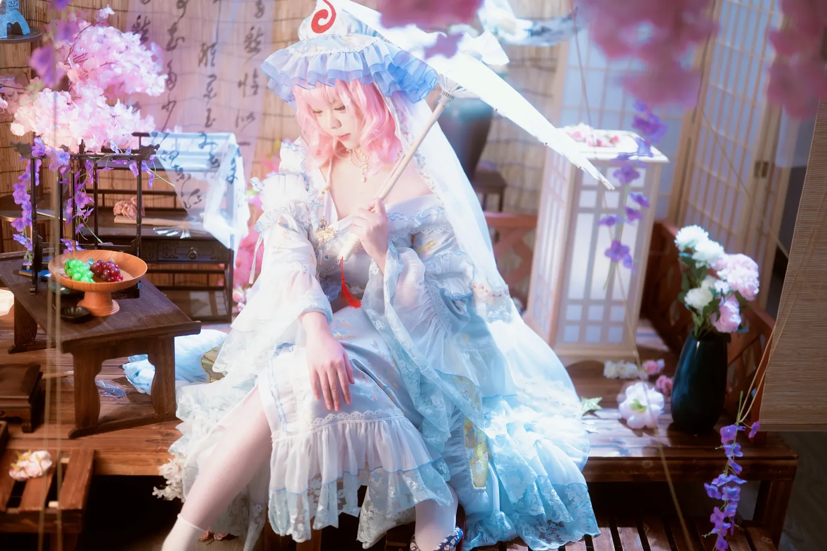cosplay, 东方Project, 白丝, 幽幽子cos, 东方妖妖梦 - 第2张