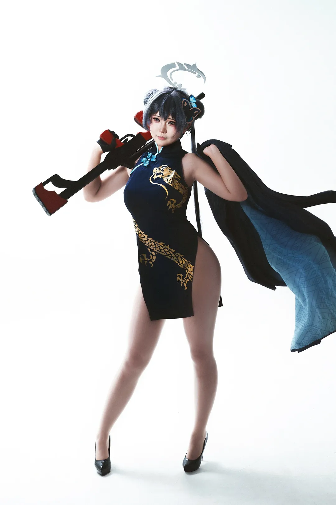 摄影棚, 蔚蓝档案, 妃咲cos, 旗袍, 二次元cosplay