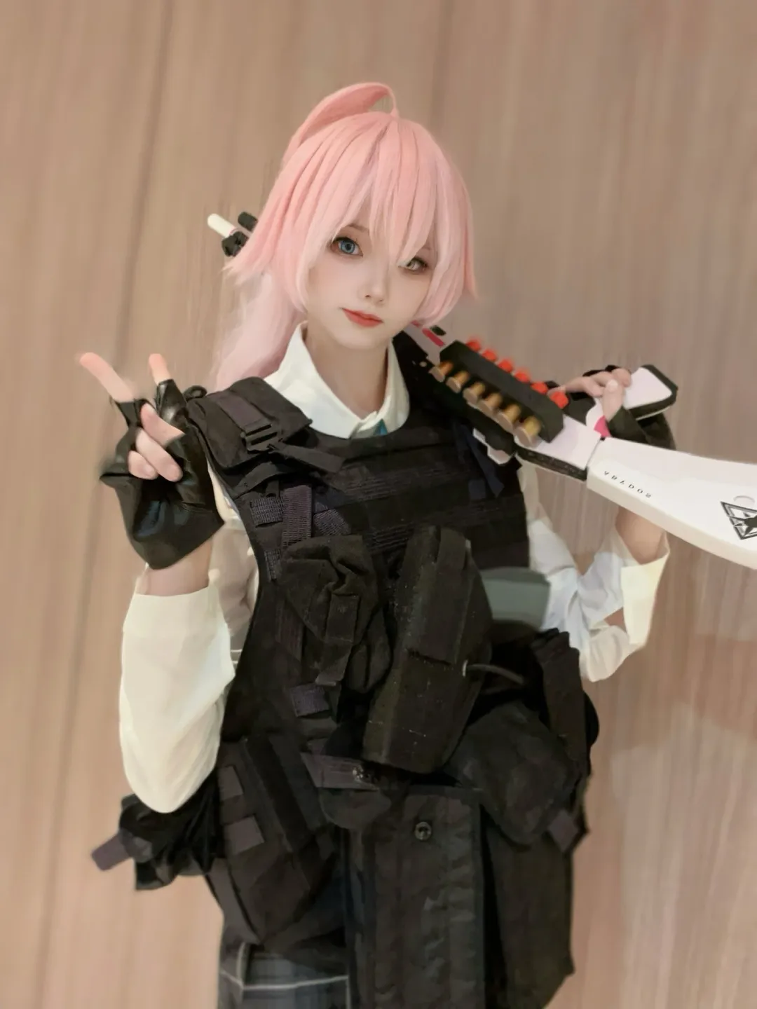 蔚蓝档案, 小鸟游星野cos, 白丝, 战术娘cos, 军迷装备 - 第2张