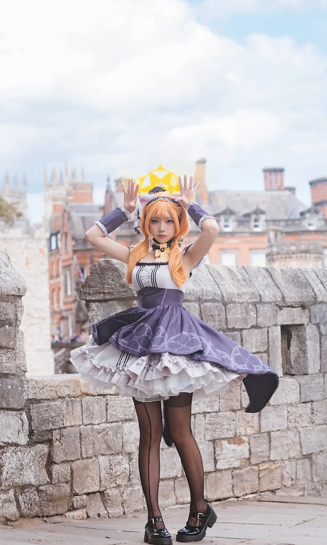 Anime-style photography, Blue Archive, Iochi Mari cosplay, York Minster, UK travel photography