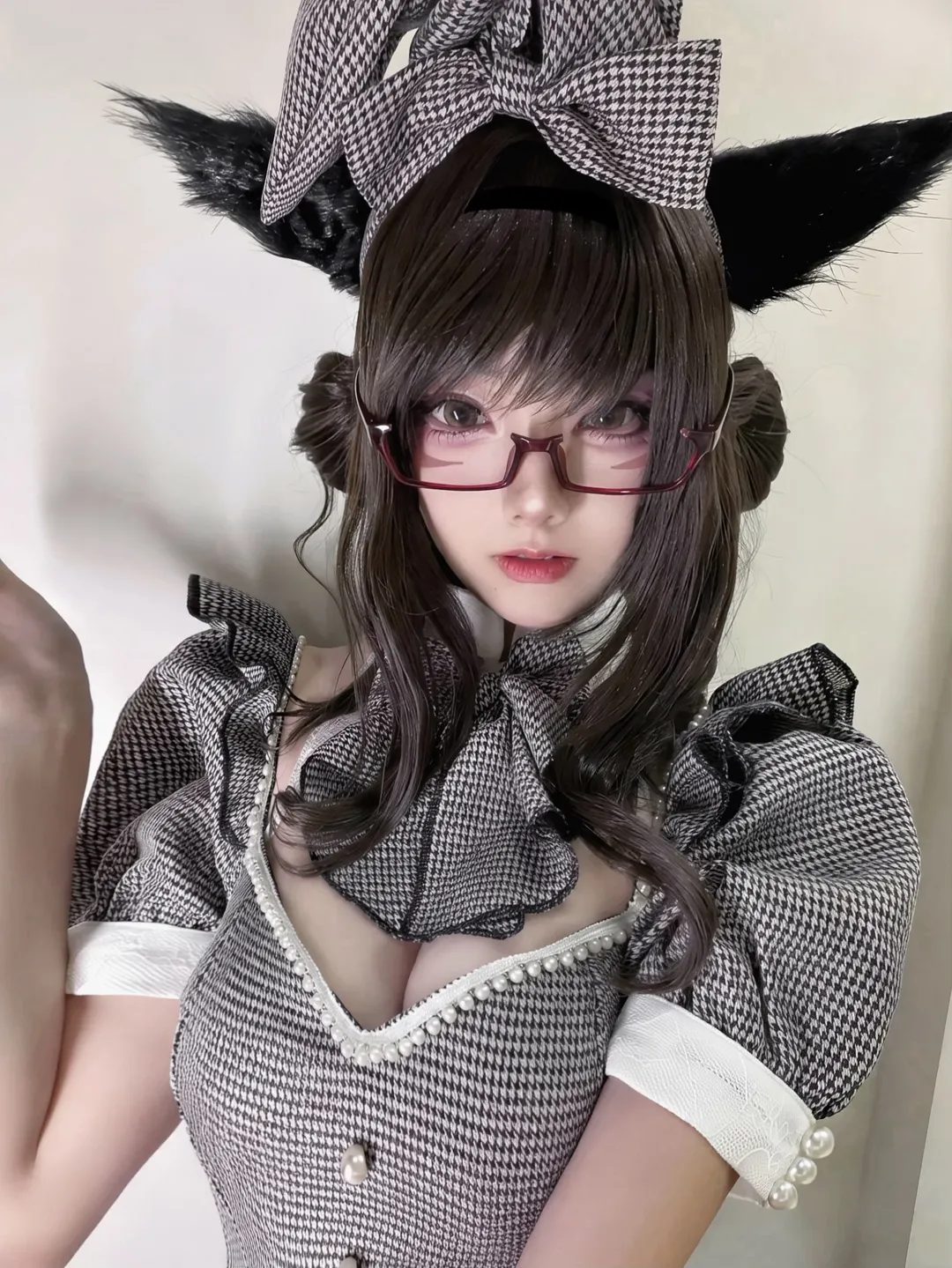 猫娘cos, 最终幻想14, ff14cos, 兽耳穿搭, 千鸟格裙