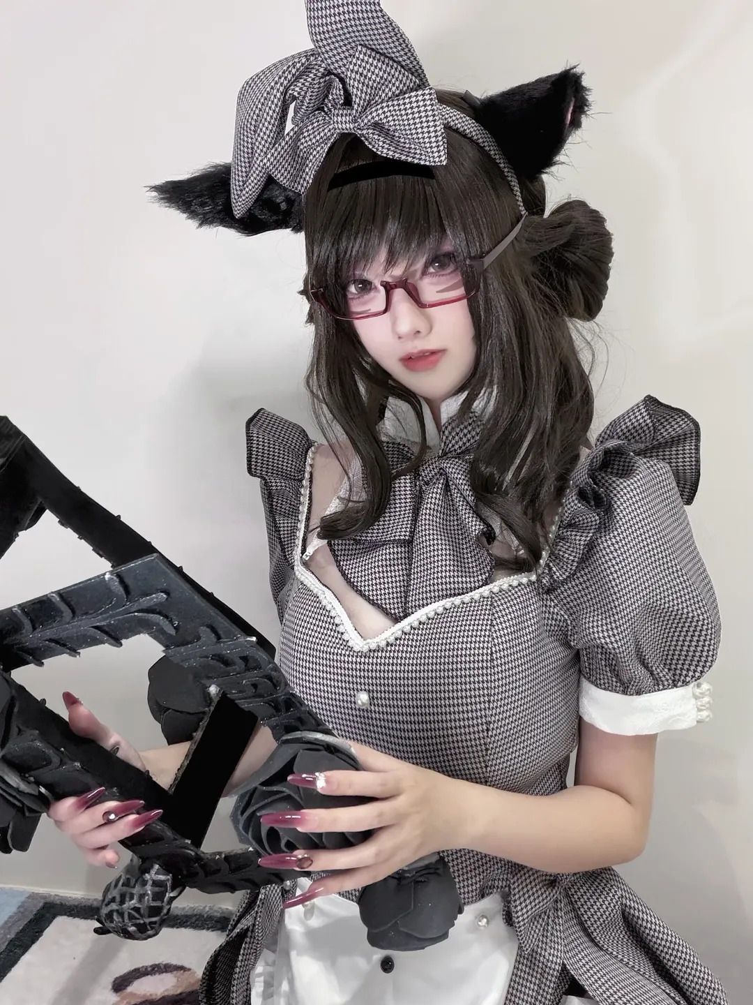 猫娘cos, 最终幻想14, ff14cos, 兽耳穿搭, 千鸟格裙 - 第2张