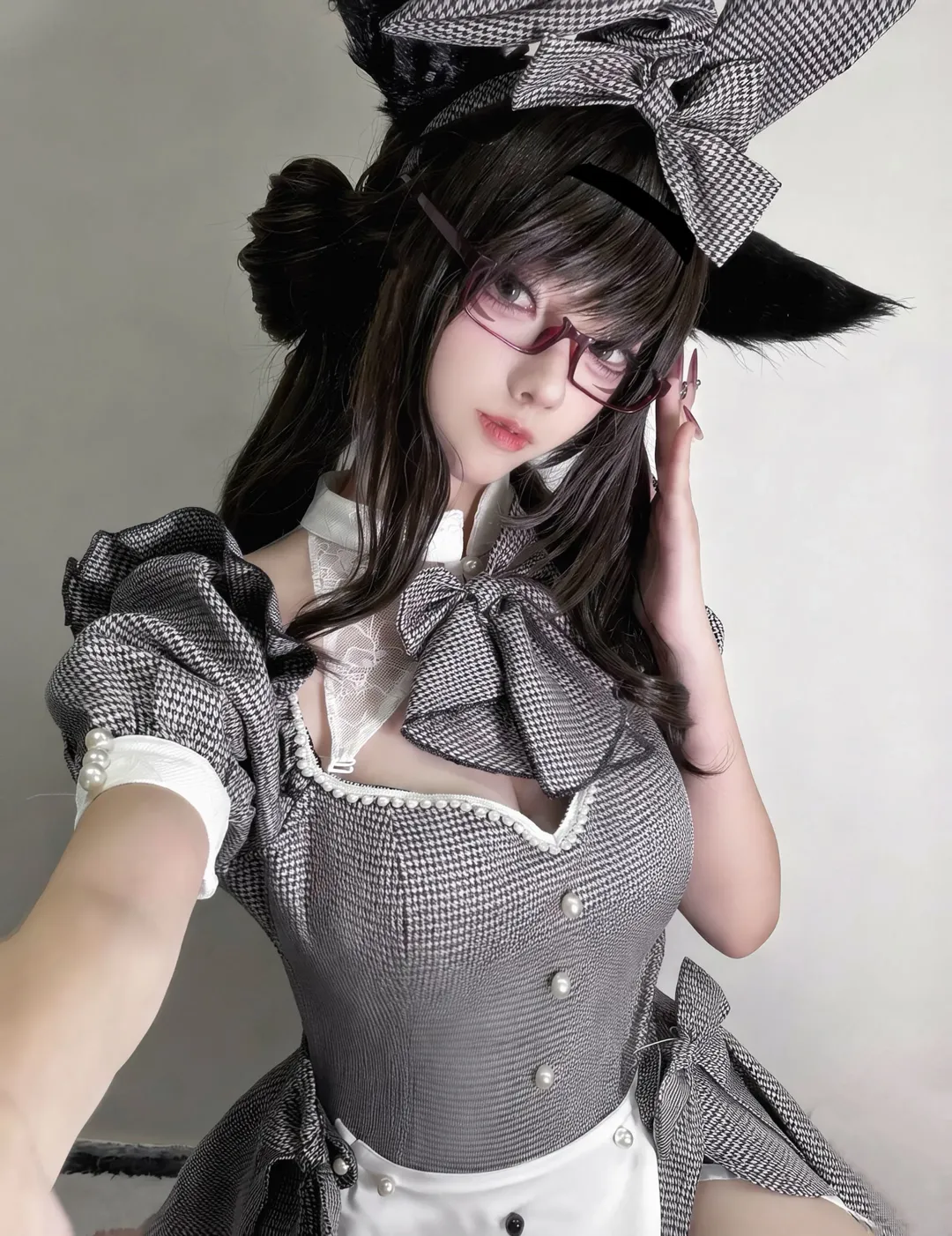 猫娘cos, 最终幻想14, ff14cos, 兽耳穿搭, 千鸟格裙 - 第3张