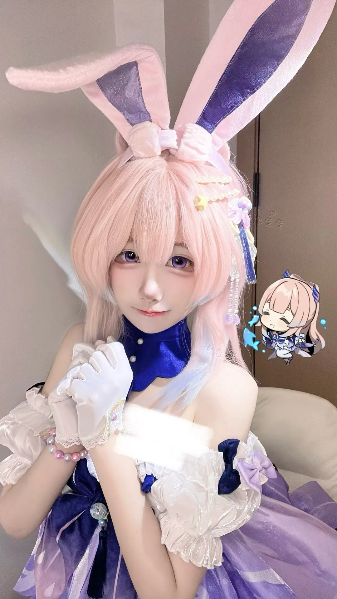 原神, 珊瑚宫心海cos, cosplay日常, 白丝穿搭, 兔耳cos - 第2张