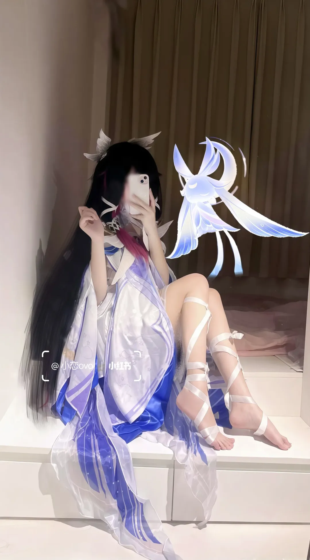 原神, 哥伦比娅cos, cosplay, 仙气造型, 白蓝羽衣 - 第1张