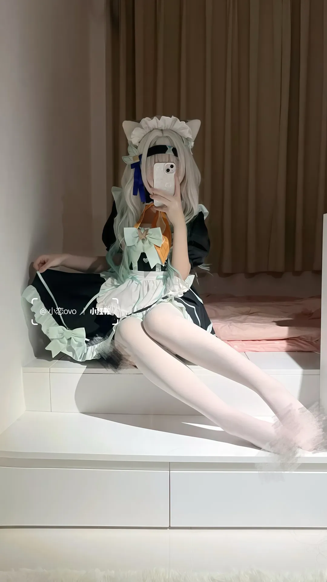 Honkai: Star Rail, Firefly cosplay, Maid outfit, DIY Cosplay, White thigh-highs outfit