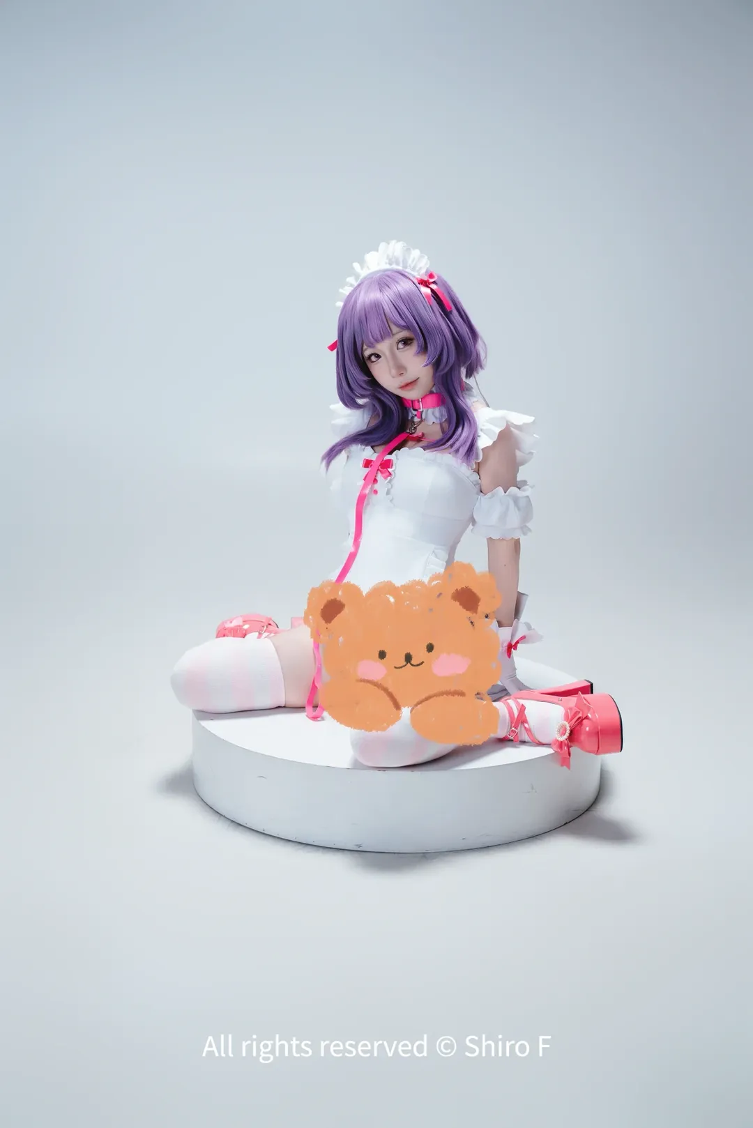白棚, 女仆装cosplay, 粉白条纹丝袜, 地雷女仆, 手办感 - 第4张