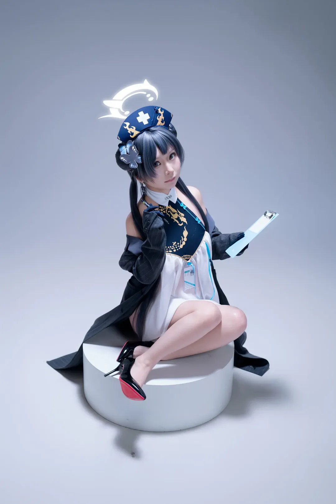 蔚蓝档案, 妃咲cos, cosplay摄影, 护士cos, 红底高跟鞋