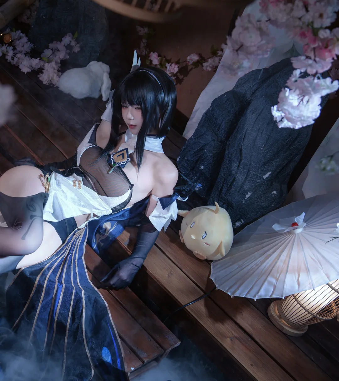 碧蓝航线, 古风cos, 镇海cos, 二次元cosplay摄影, 黑丝堆堆袜