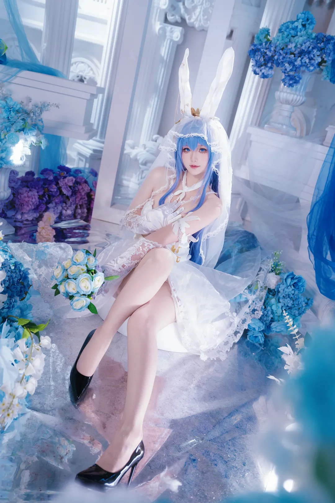 碧蓝航线, 花嫁cos, 新泽西cos, 白色婚纱, 肉丝cos - 第1张