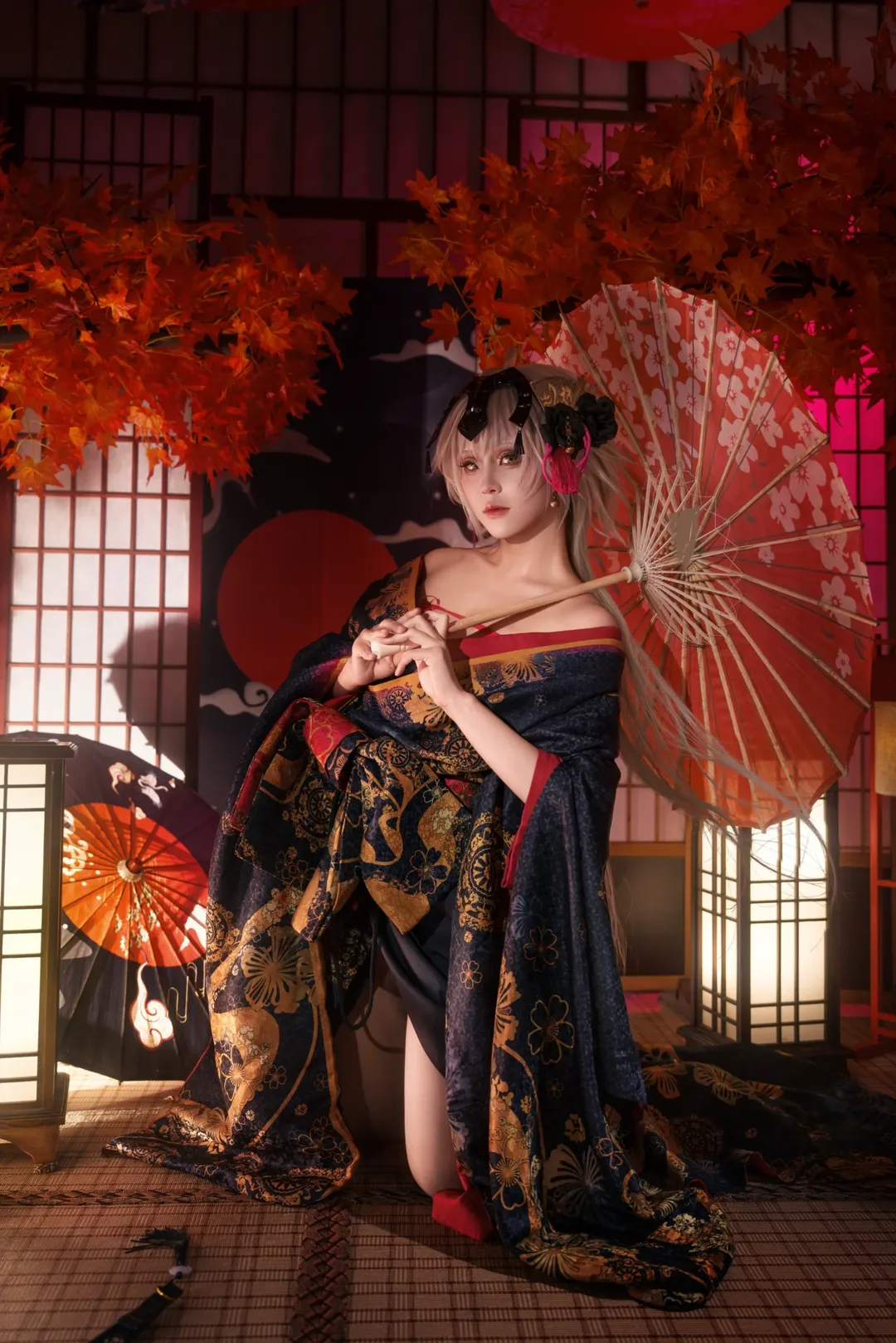 FGO, 日系写真, 黑贞cos, 花魁和服, 和室打光 - 第2张