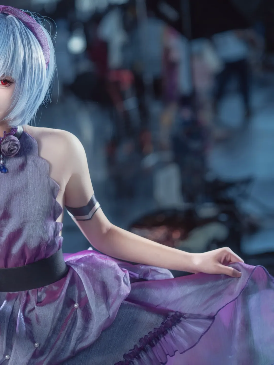 アニメイベントのコスプレ, コスプレ撮影, 綾波レイコスプレ, 新世紀エヴァンゲリオン, 紫のドレスのキャラクター - 2枚目