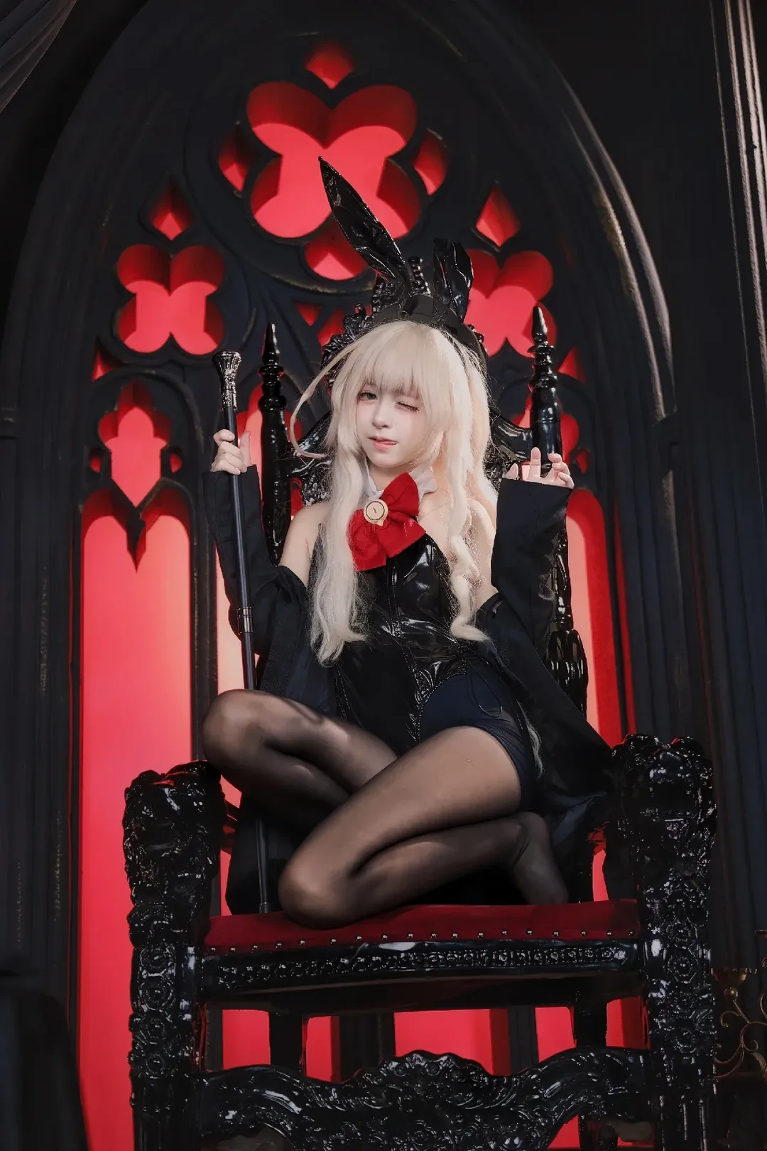 蔚蓝档案, 笑面教授cos, cosplay摄影, 哥特风cosplay, 黑丝穿搭 - 第2张