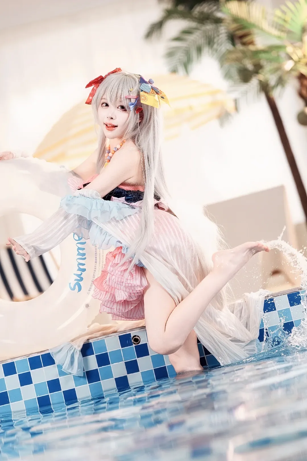 蔚蓝档案, 白洲梓cos, 夏日泳装, cosplay摄影, 水梓 - 第1张