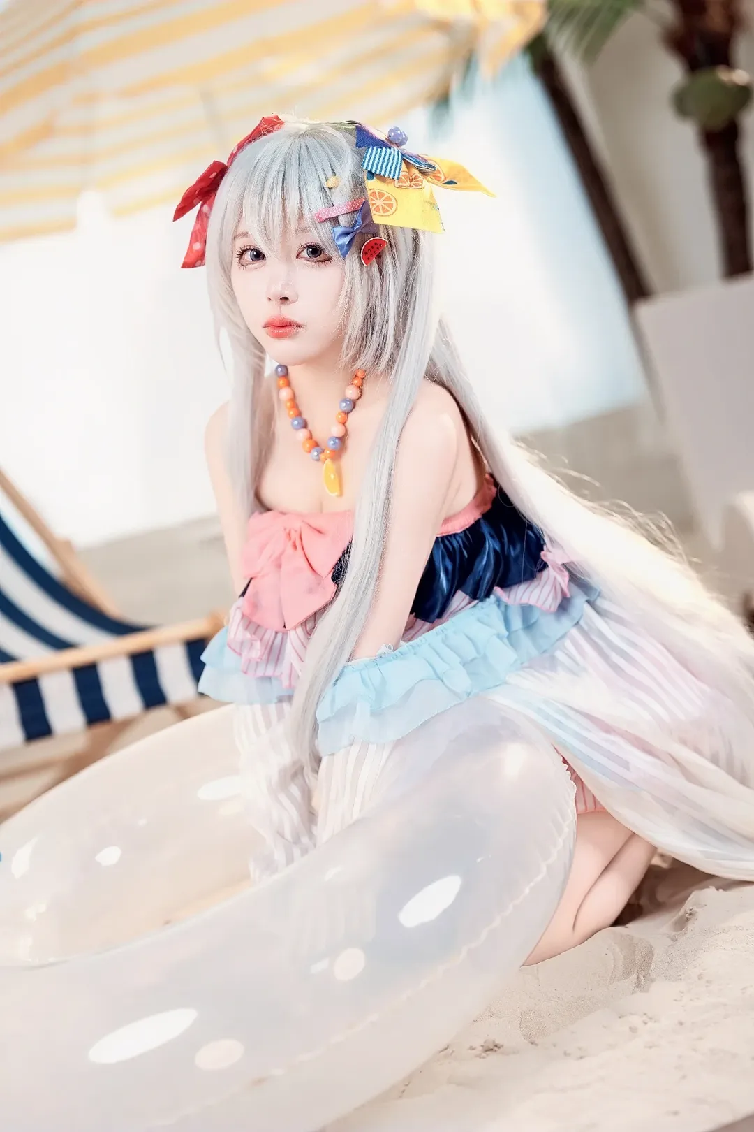 蔚蓝档案, 白洲梓cos, 夏日泳装, cosplay摄影, 水梓 - 第2张