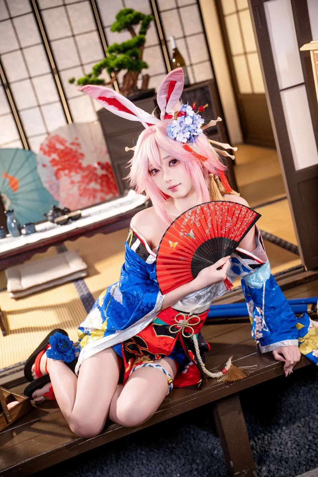 崩坏3, 和风摄影, 二次元cosplay, 八重樱cos, 粉发兔耳 - 第2张