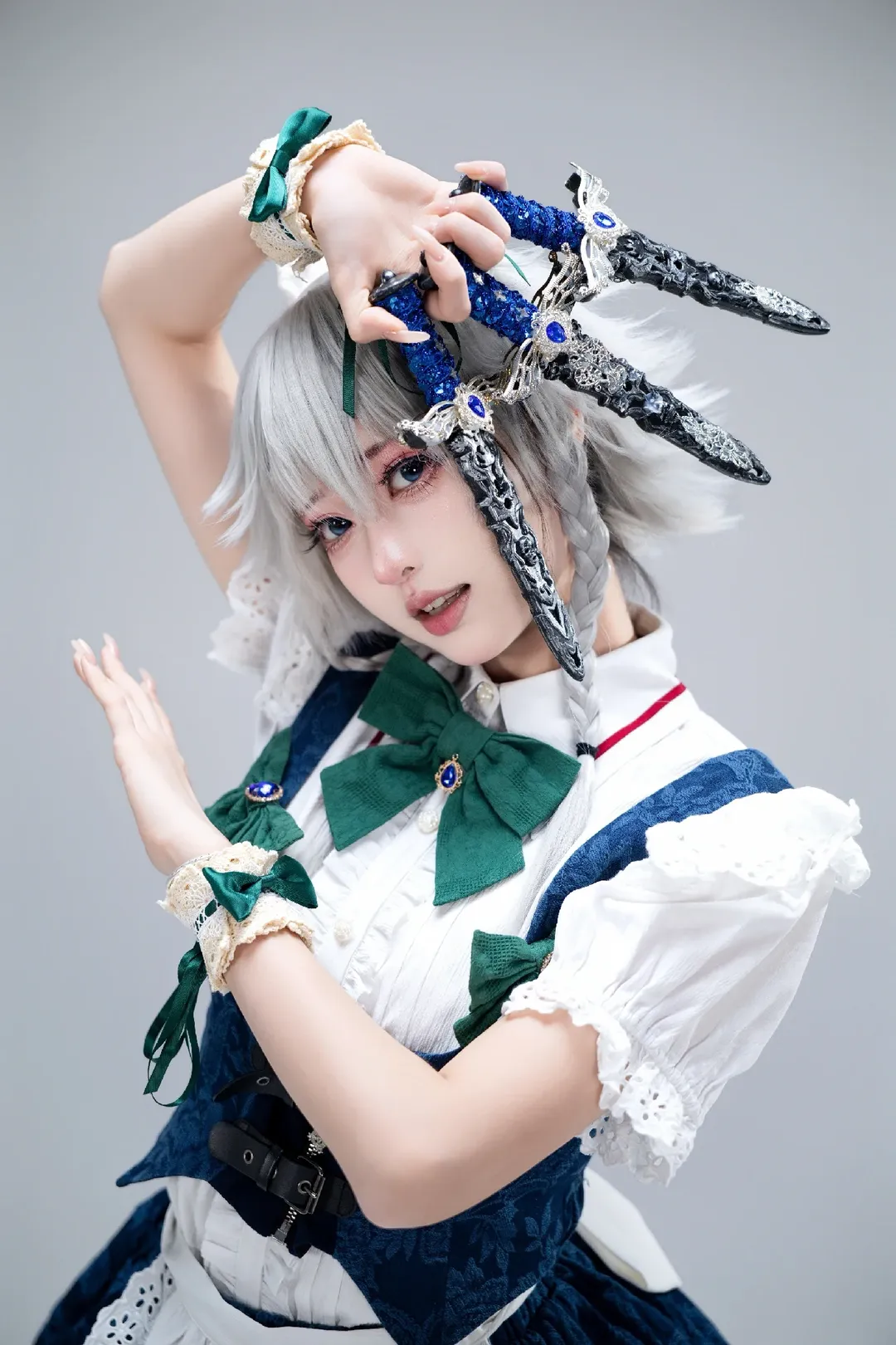 东方Project, 白丝, 十六夜咲夜cos, 银发cosplay, 女仆装cos - 第1张