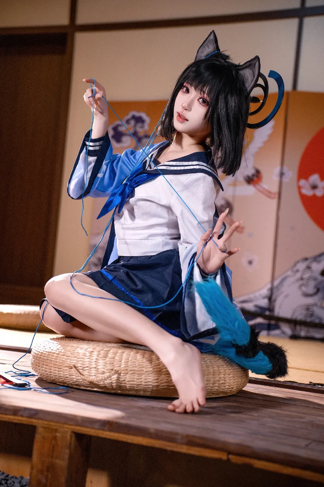 蔚蓝档案, 桐生桔梗cos, 猫耳cos, 水手服cos, 日式和风cos - 第2张