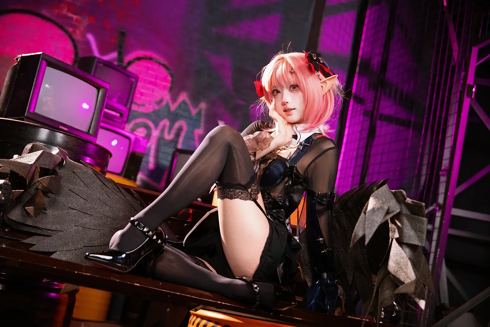 絕區零, cosplay攝影, 賽博朋克風, 蕾米埃爾cos, 小惡魔穿搭