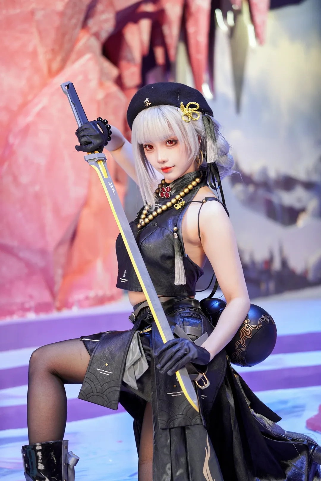 鳴潮, クロカーニバル, 黒タイツ コーデ, 散華コスプレ, 展示会会場