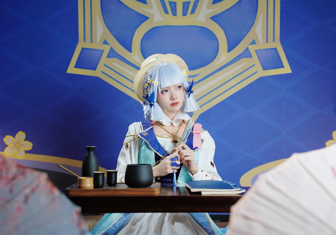 Genshin Impact, Genshin Impact cosplay, Ayaka cosplay, Self-photo studio visit, cosplay white tights - Image 1