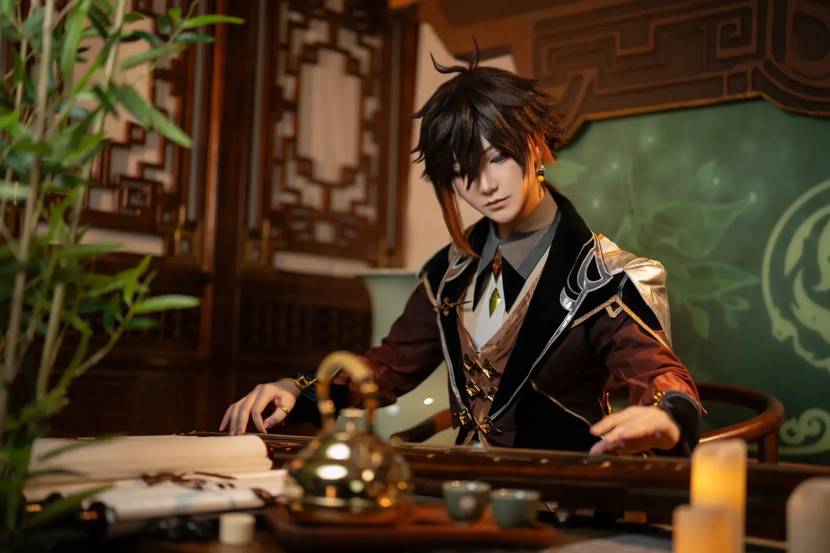 原神, 中式古风, cosplay摄影, 自拍馆, 钟离cos
