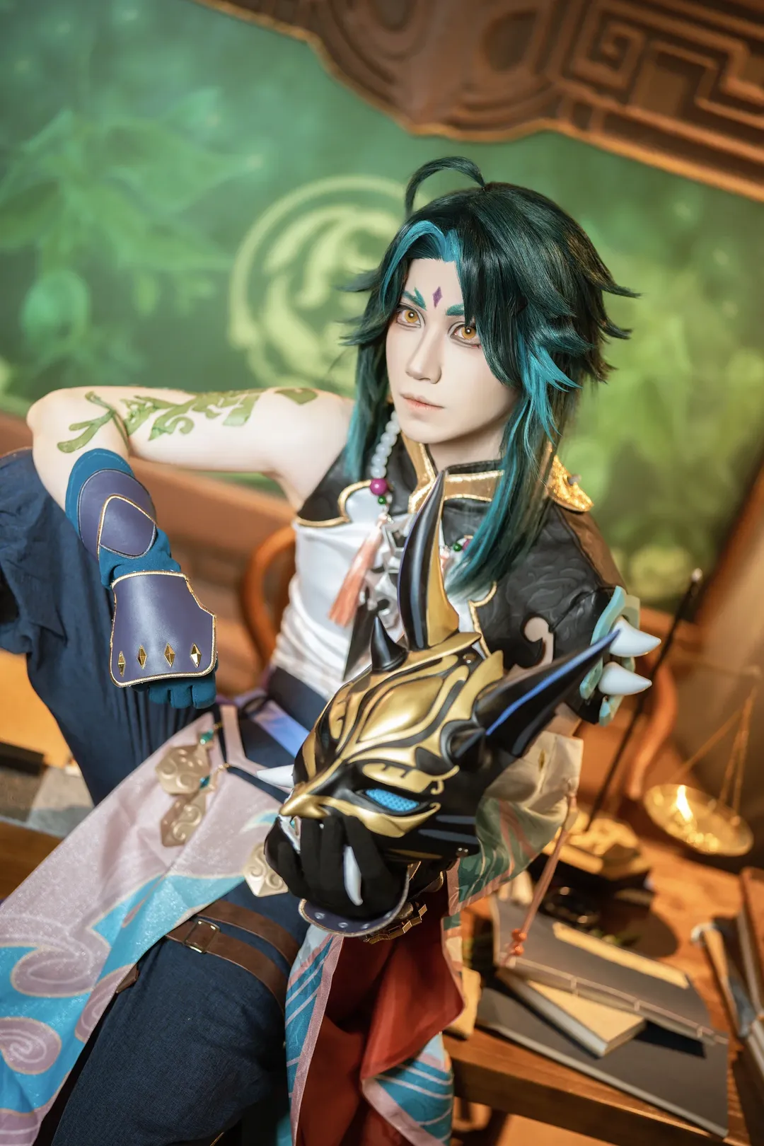 Genshin Impact, Selfie studio, Xiao cosplay, Conqueror of Demons, Lantern Festival cosplay - Image 3