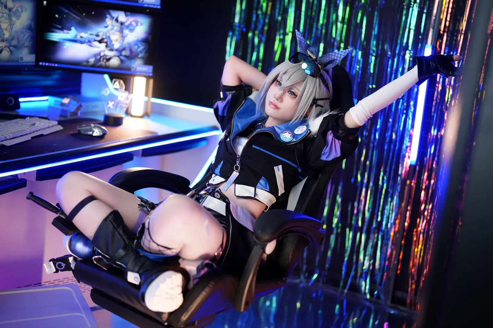 崩坏星穹铁道, 银狼cos, 电竞少女, 赛博朋克cos, 网袜穿搭 - 第4张