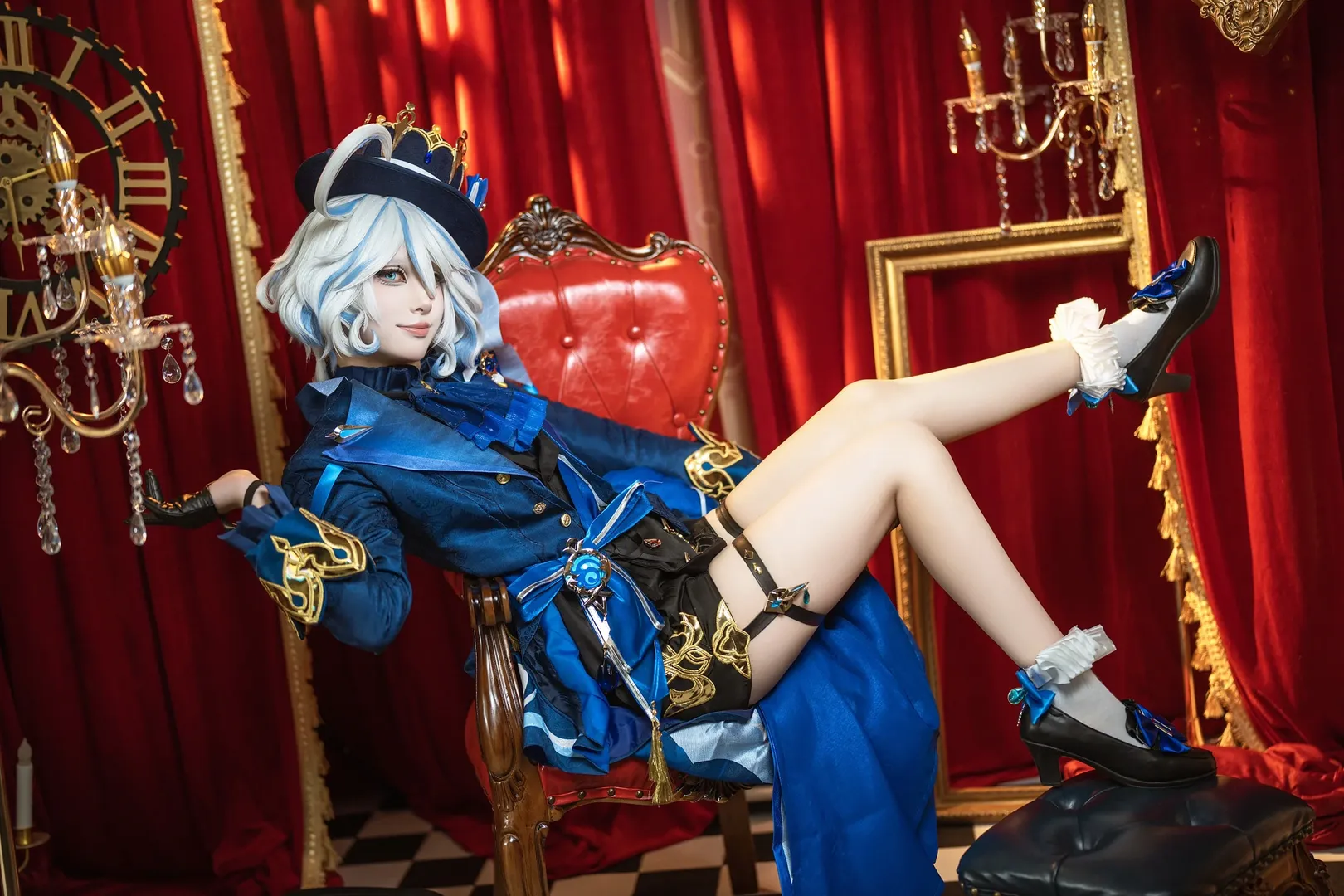 原神, cosplay, 芙宁娜cos, 白丝穿搭, 高质感cos
