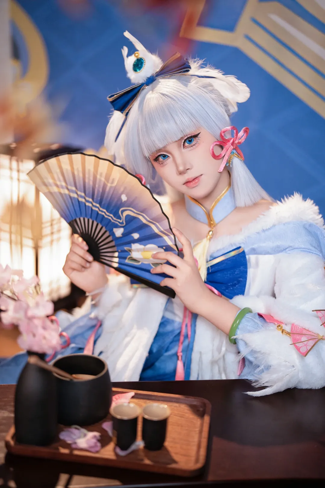 原神, cosplay, 神里绫华cos, 白鹭樱华, 白毛cosplay - 第3张